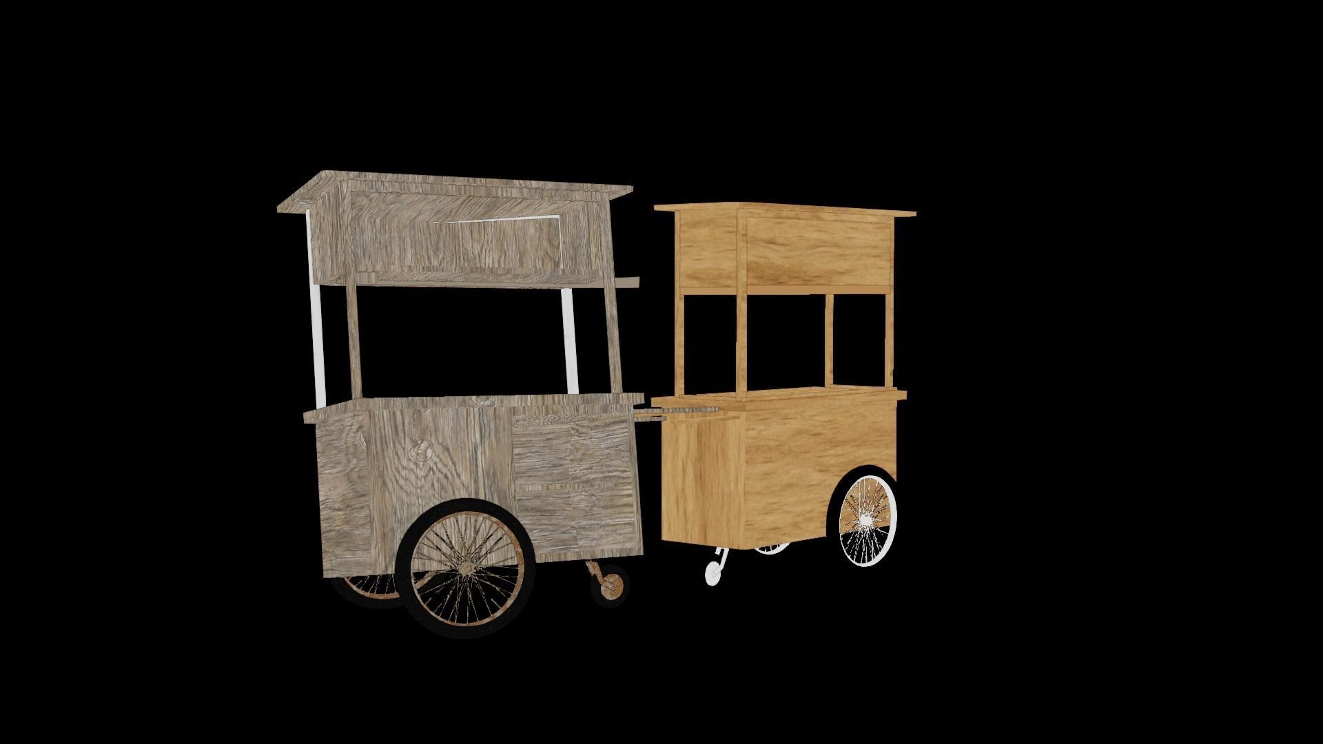 Cart and broken cart Low-poly 3D model_23