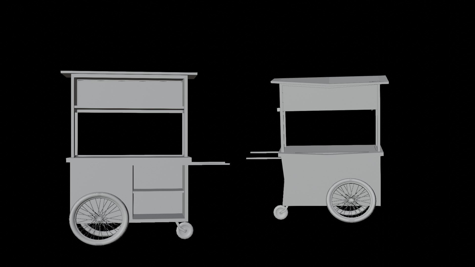 Cart and broken cart Low-poly 3D model_6