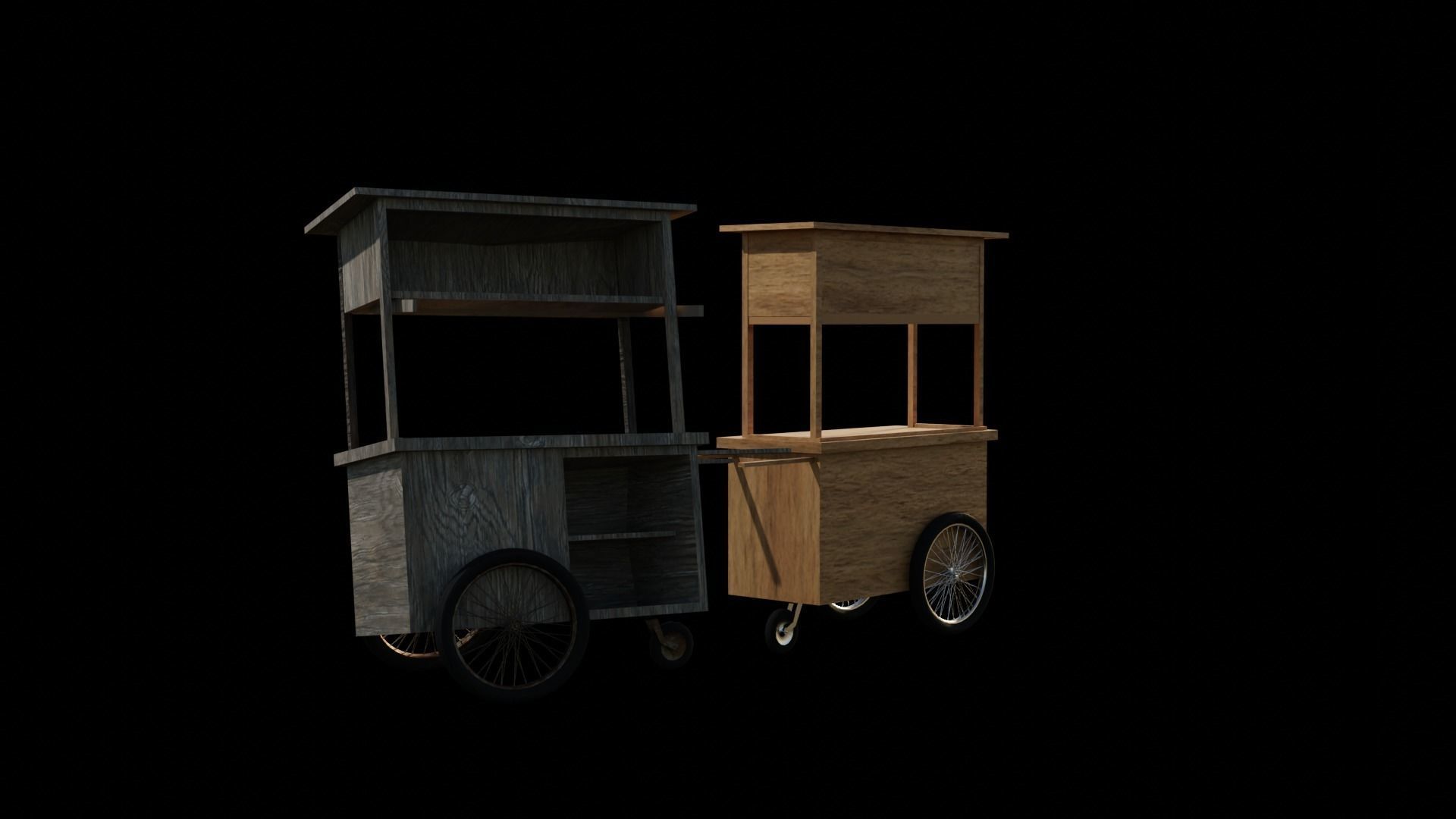 Cart and broken cart Low-poly 3D model_3