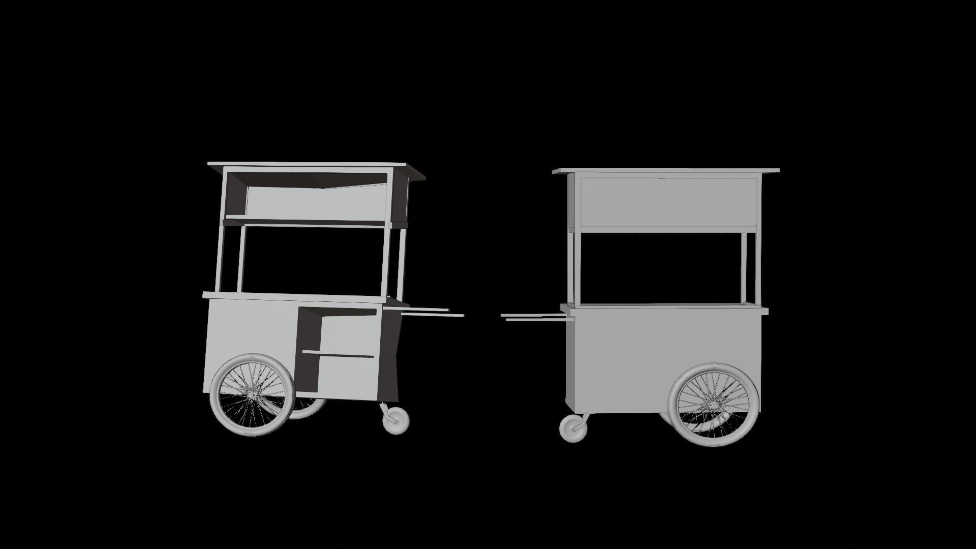 Cart and broken cart Low-poly 3D model_9