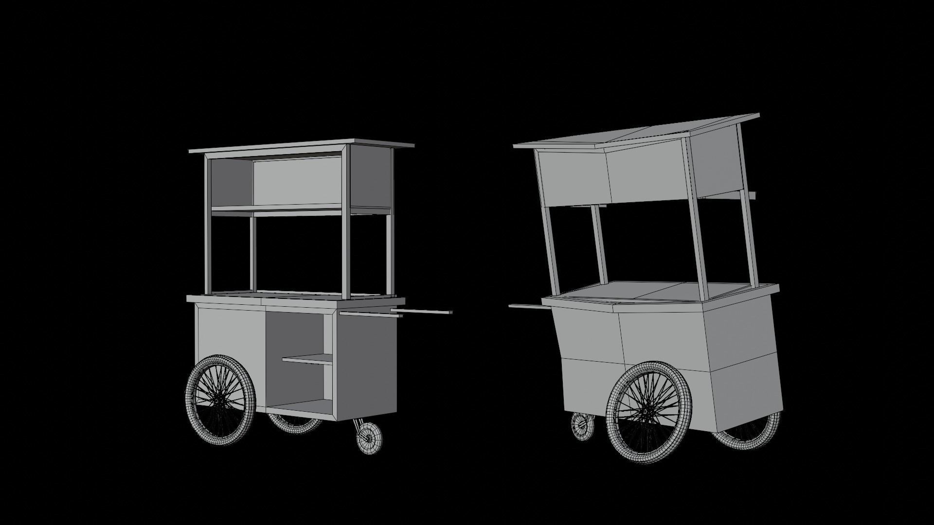 Cart and broken cart Low-poly 3D model_10