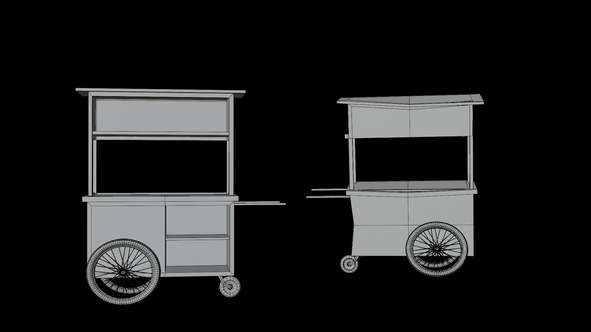 Cart and broken cart Low-poly 3D model_11