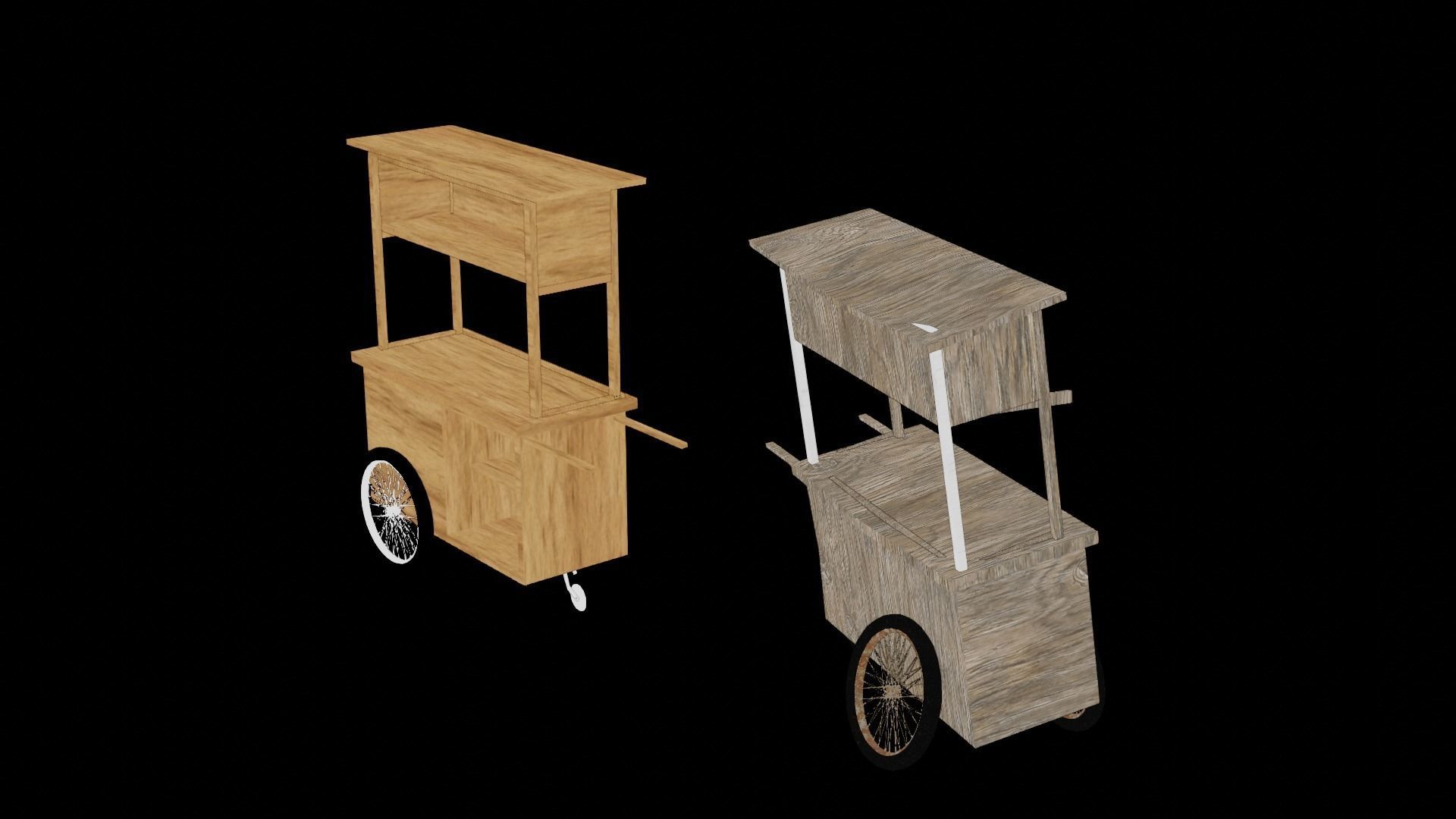 Cart and broken cart Low-poly 3D model_22