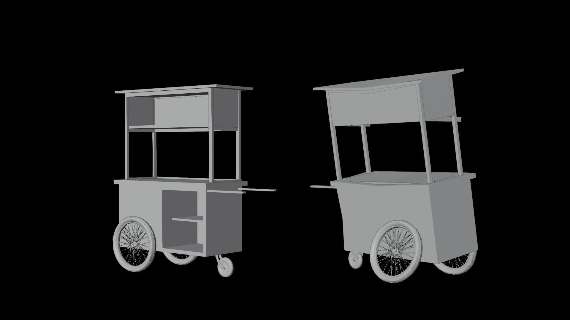 Cart and broken cart Low-poly 3D model_5