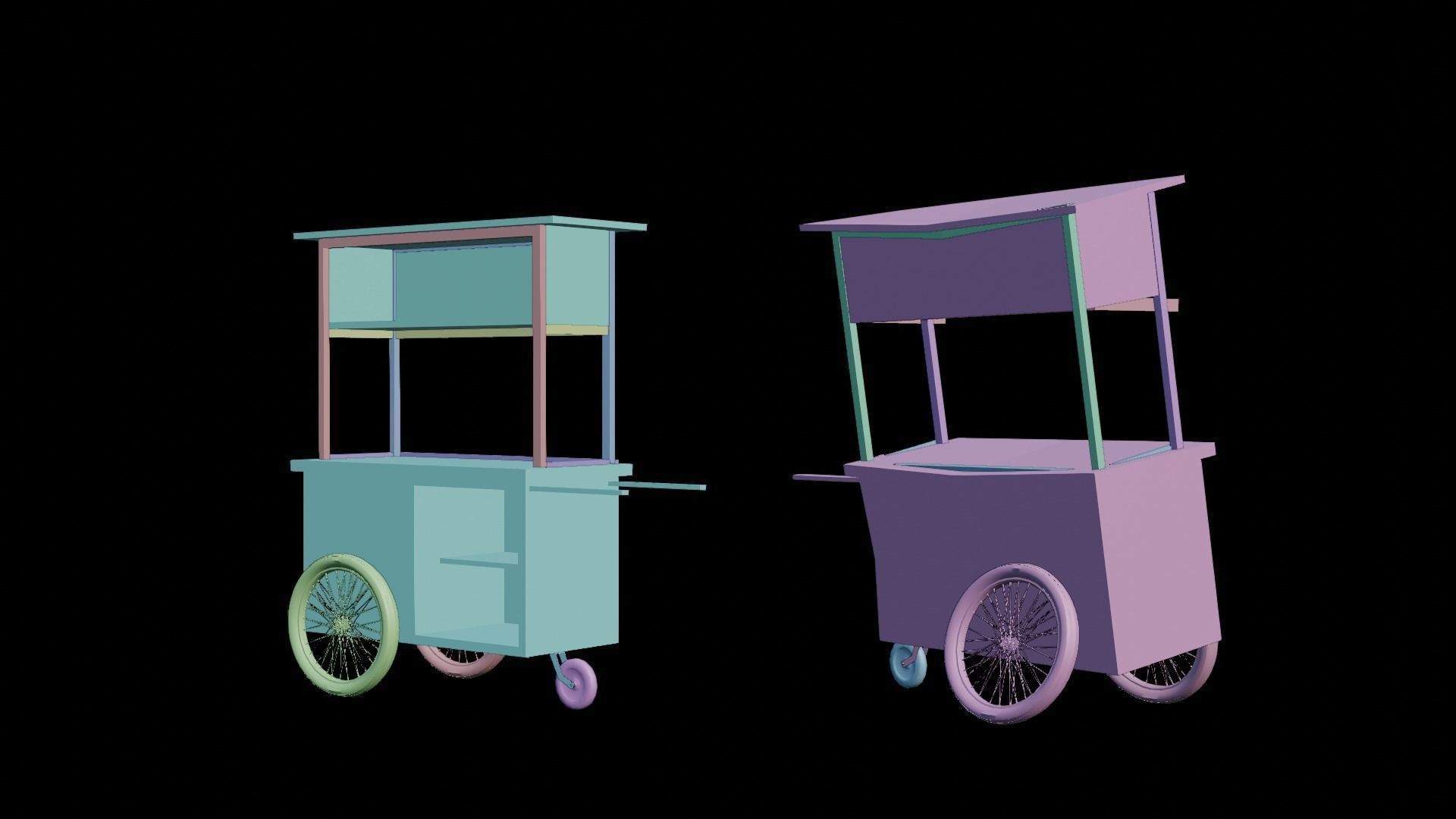 Cart and broken cart Low-poly 3D model_15