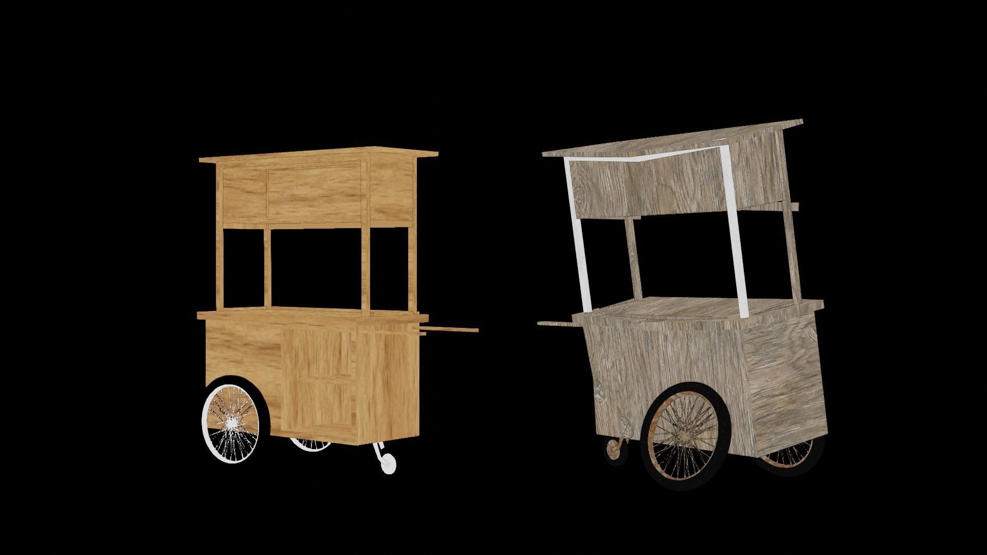 Cart and broken cart Low-poly 3D model_20