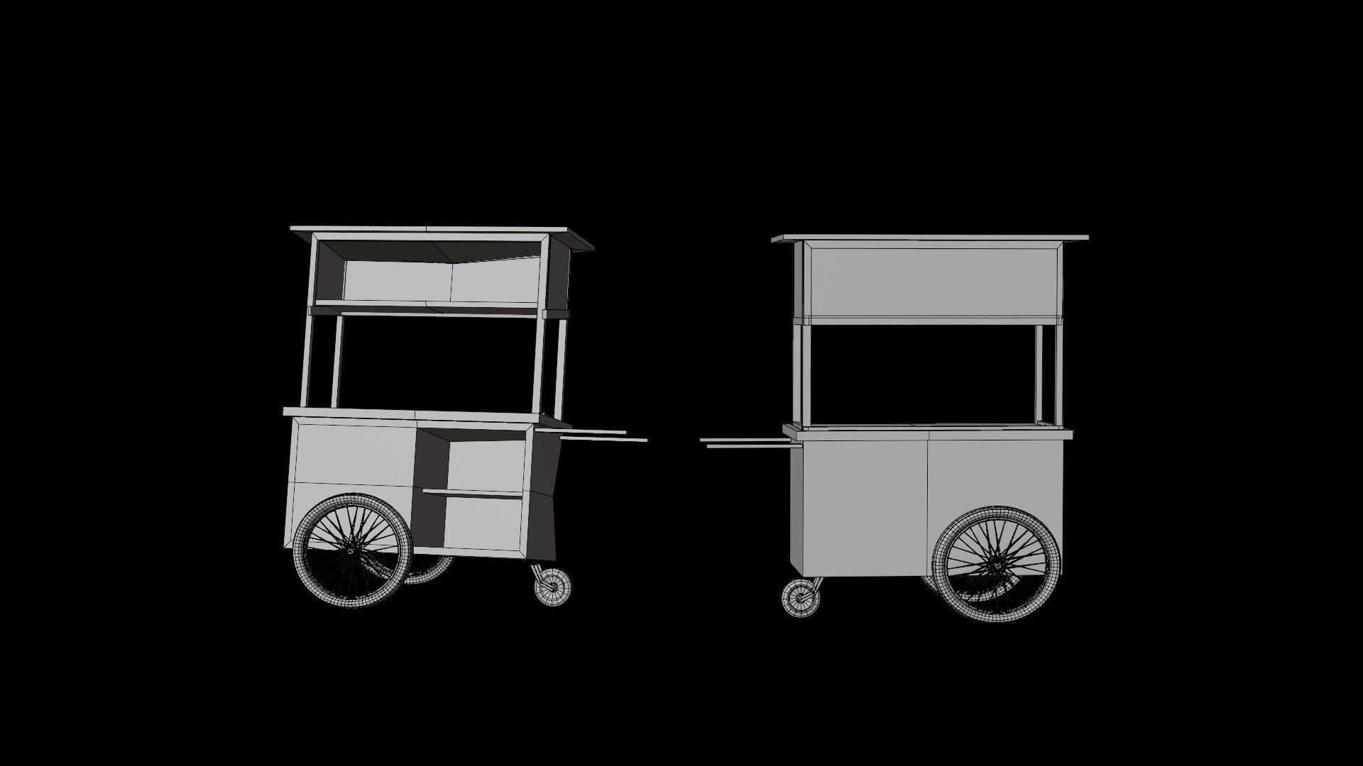 Cart and broken cart Low-poly 3D model_14