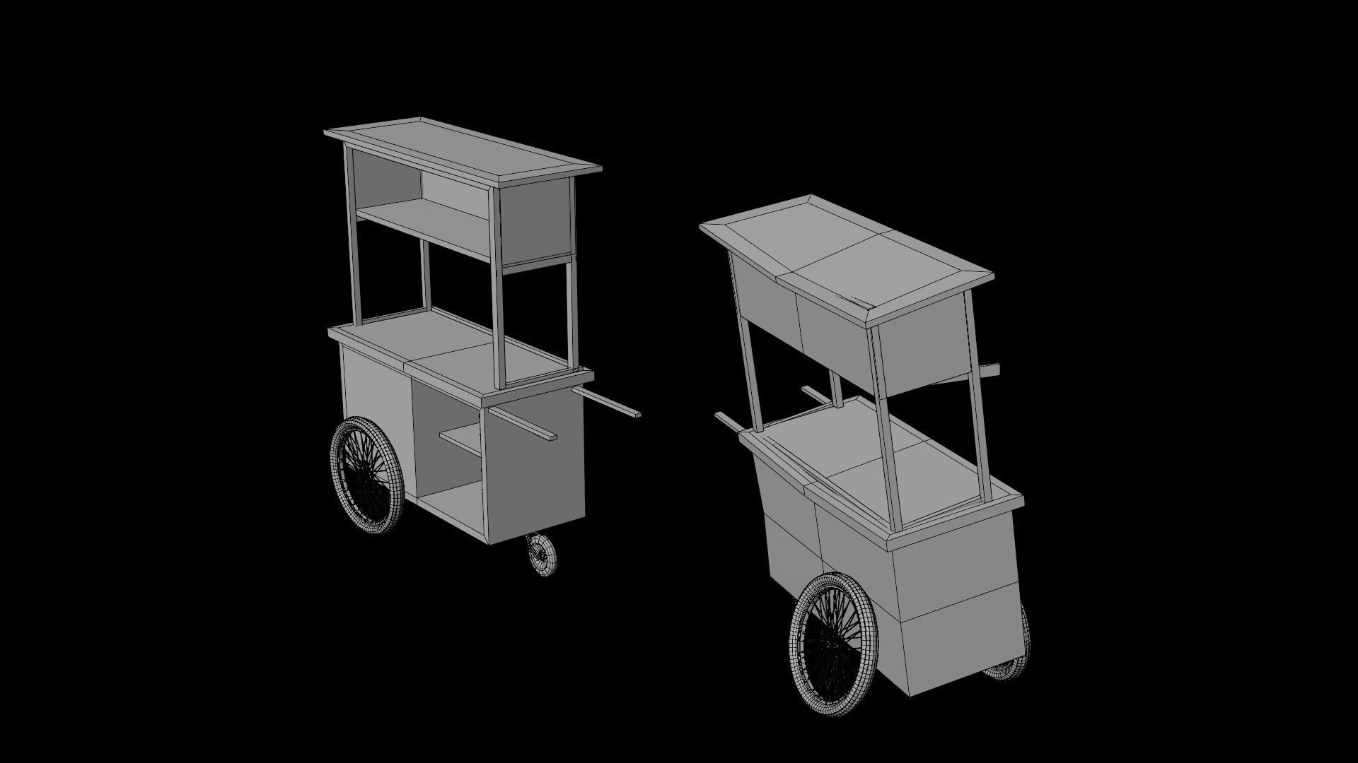 Cart and broken cart Low-poly 3D model_12