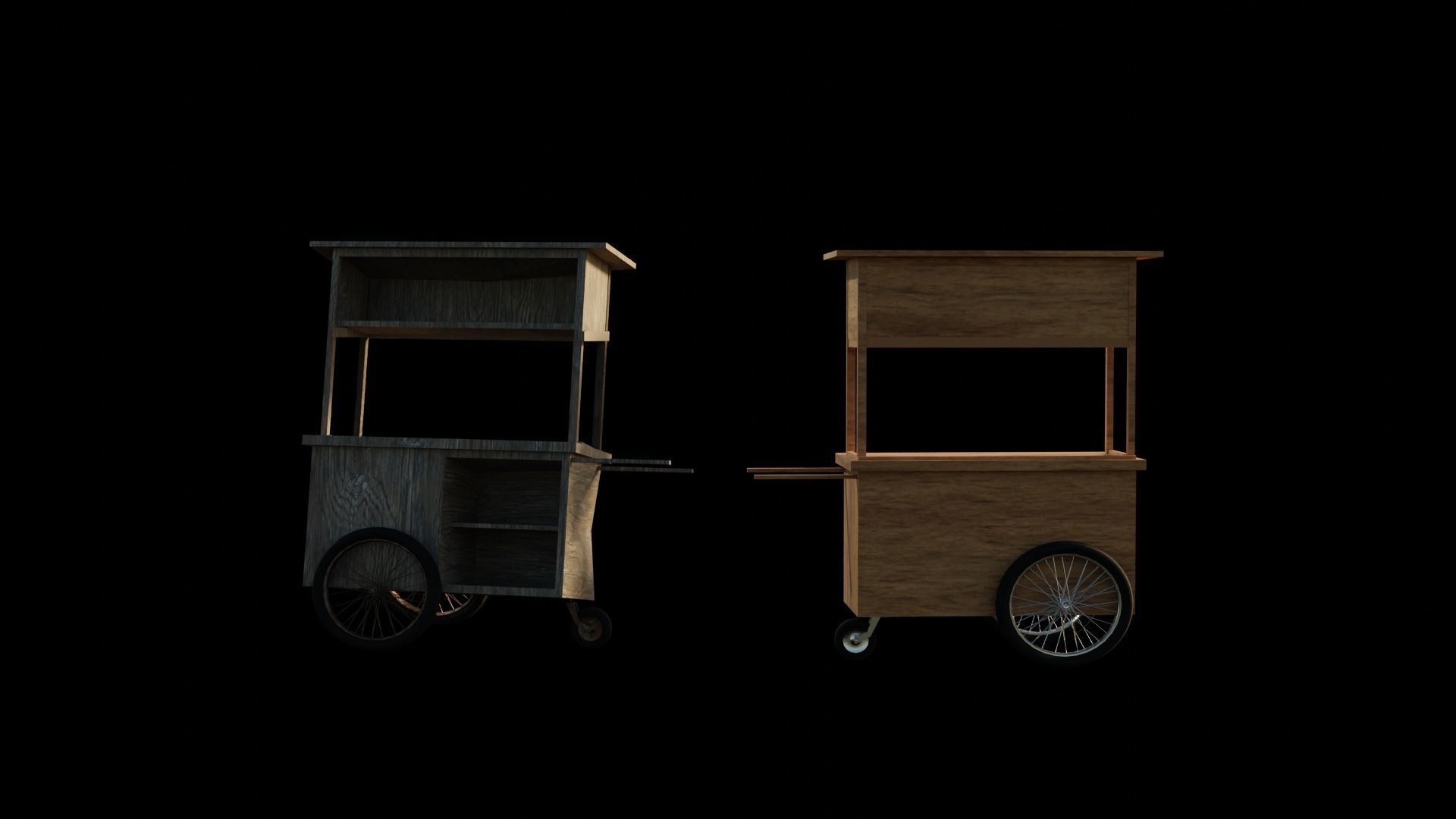 Cart and broken cart Low-poly 3D model_4