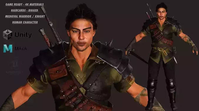 AAA 3D FANTASY MALE CHARACTER - THE WARRIOR or KNIGHT 02