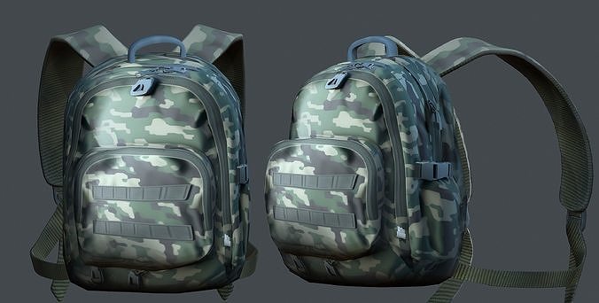 Backpack military combat Black baggage bag luggage Low-poly 3D model