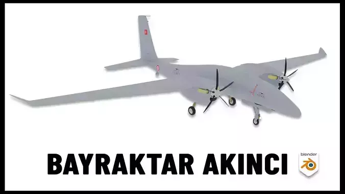 Baykar Bayraktar Akinci UCAV Low-poly 3D model