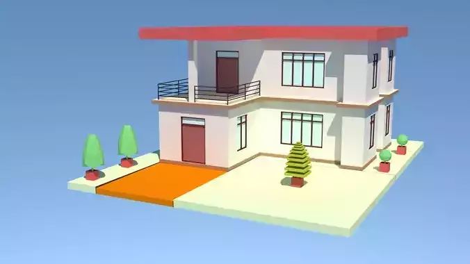 Modern House 08 Low-poly 3D model