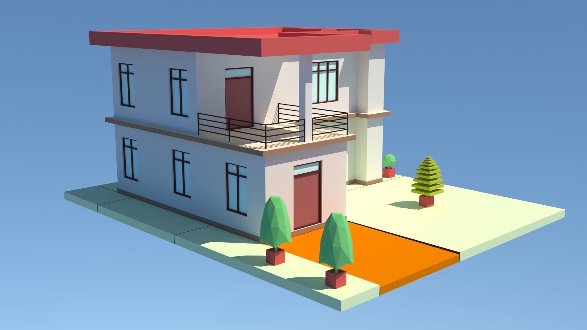 Modern House 08 Low-poly 3D model_2