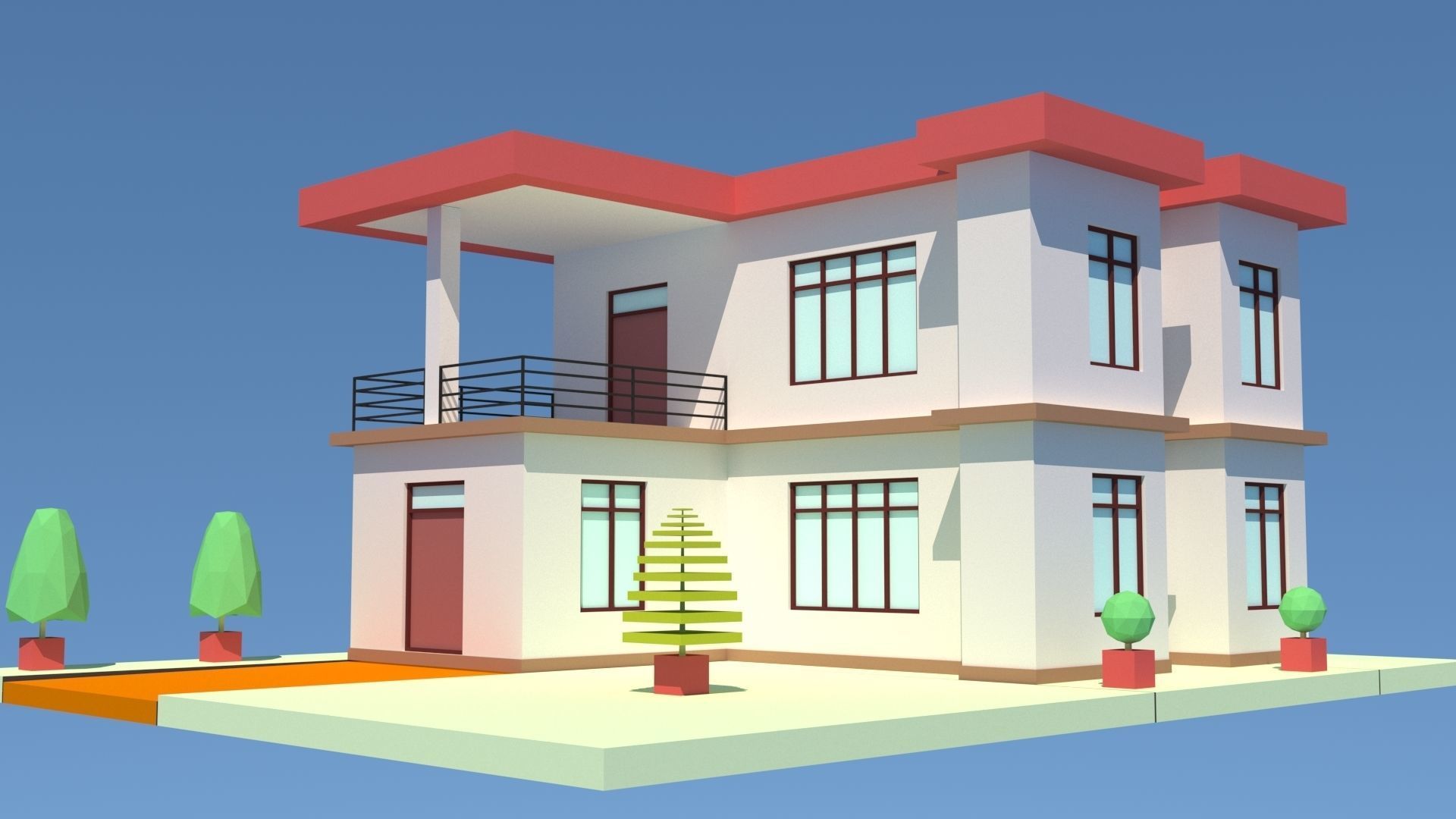 Modern House 08 Low-poly 3D model_6