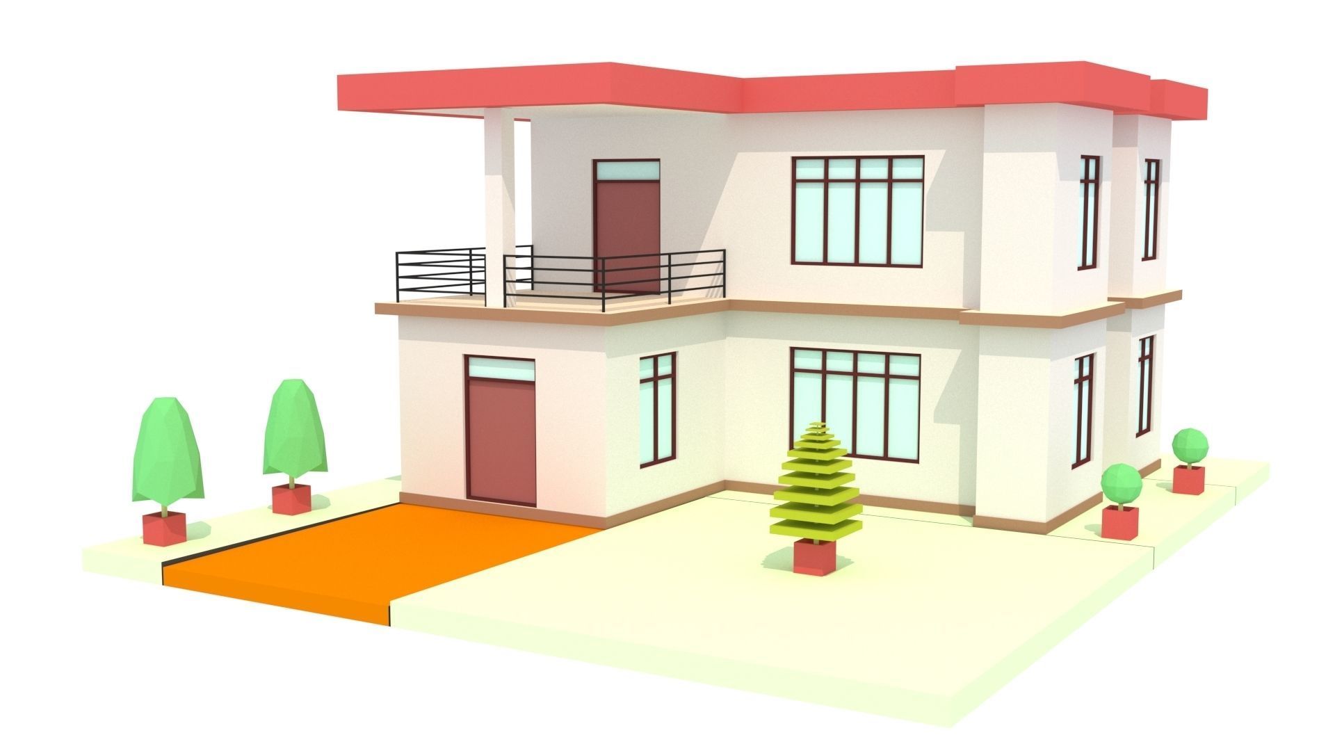 Modern House 08 Low-poly 3D model_1