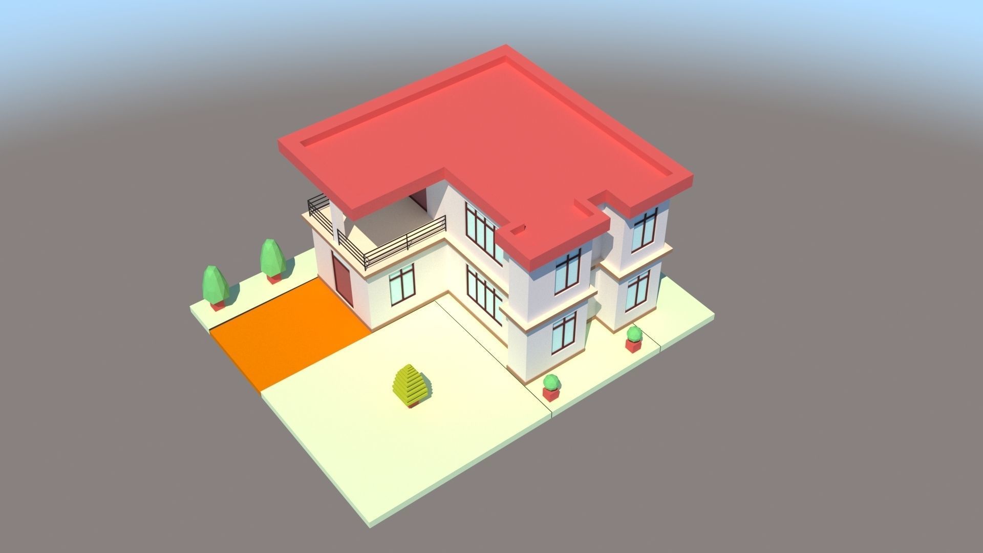 Modern House 08 Low-poly 3D model_5