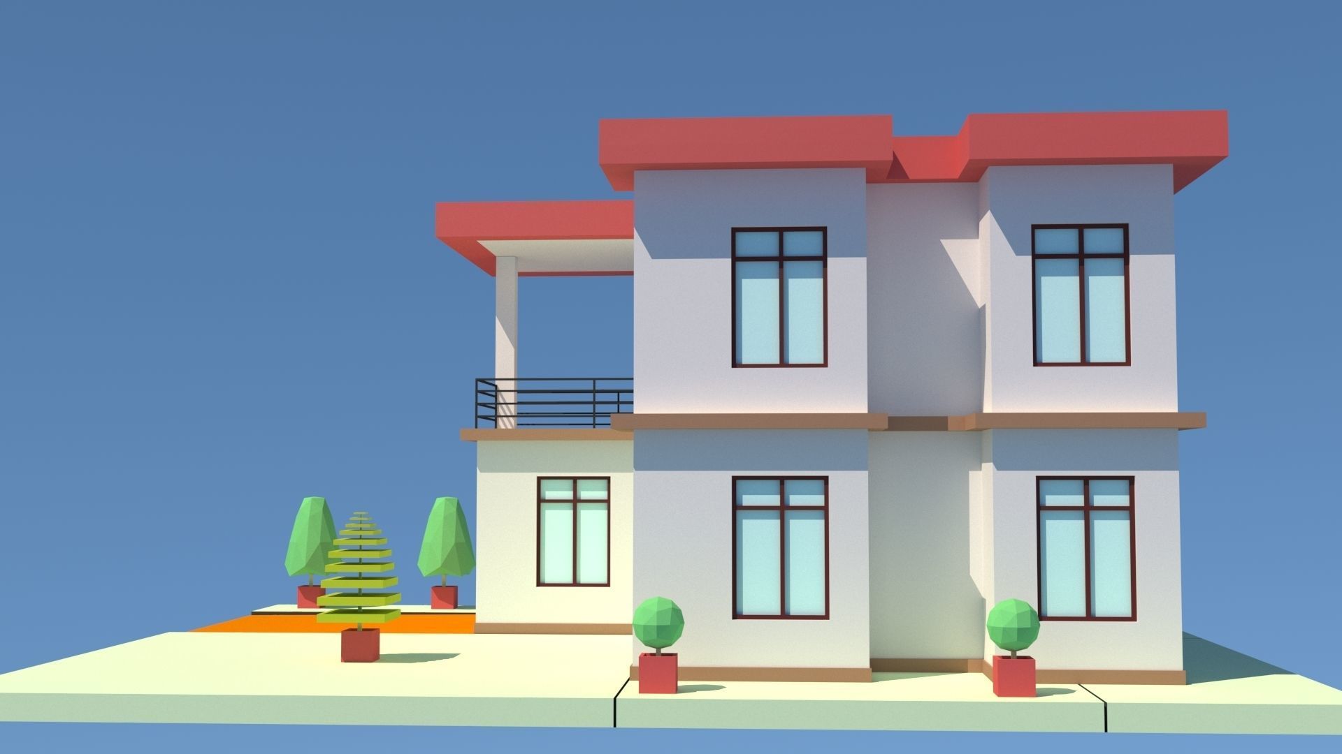Modern House 08 Low-poly 3D model_3