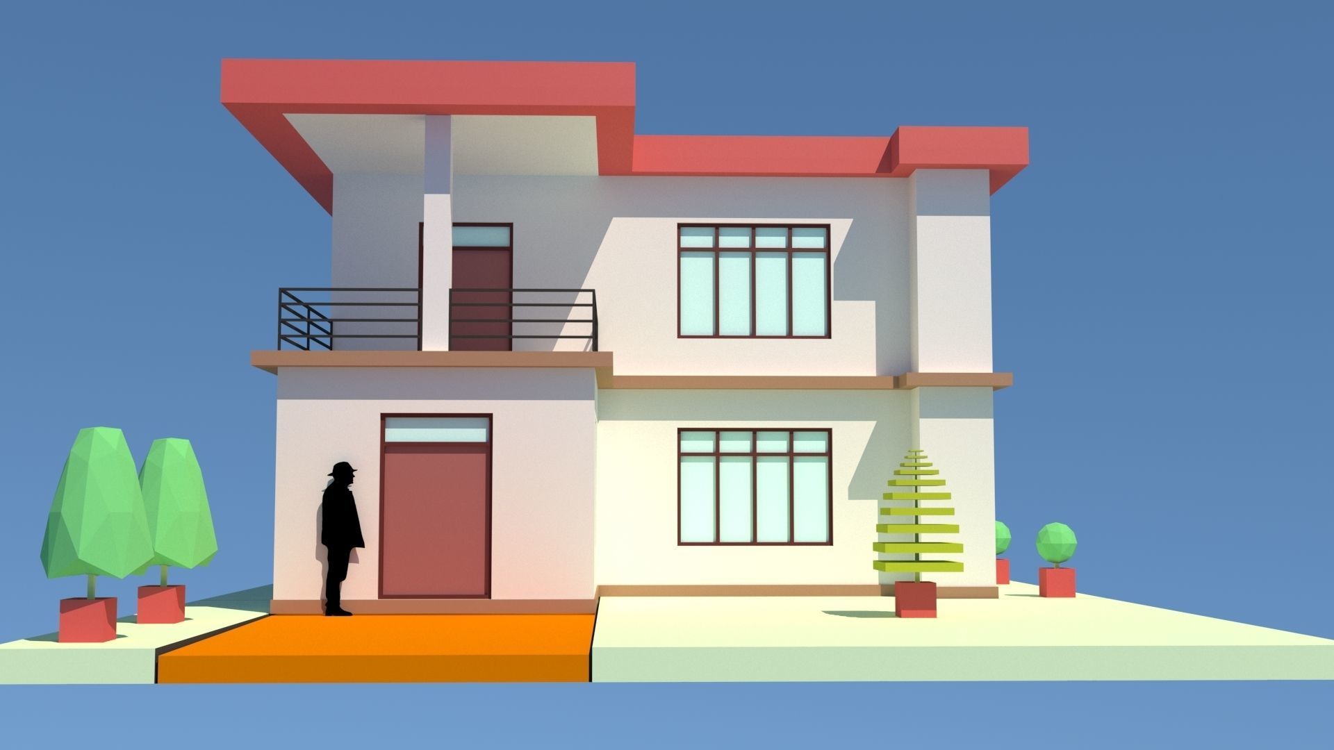 Modern House 08 Low-poly 3D model_8