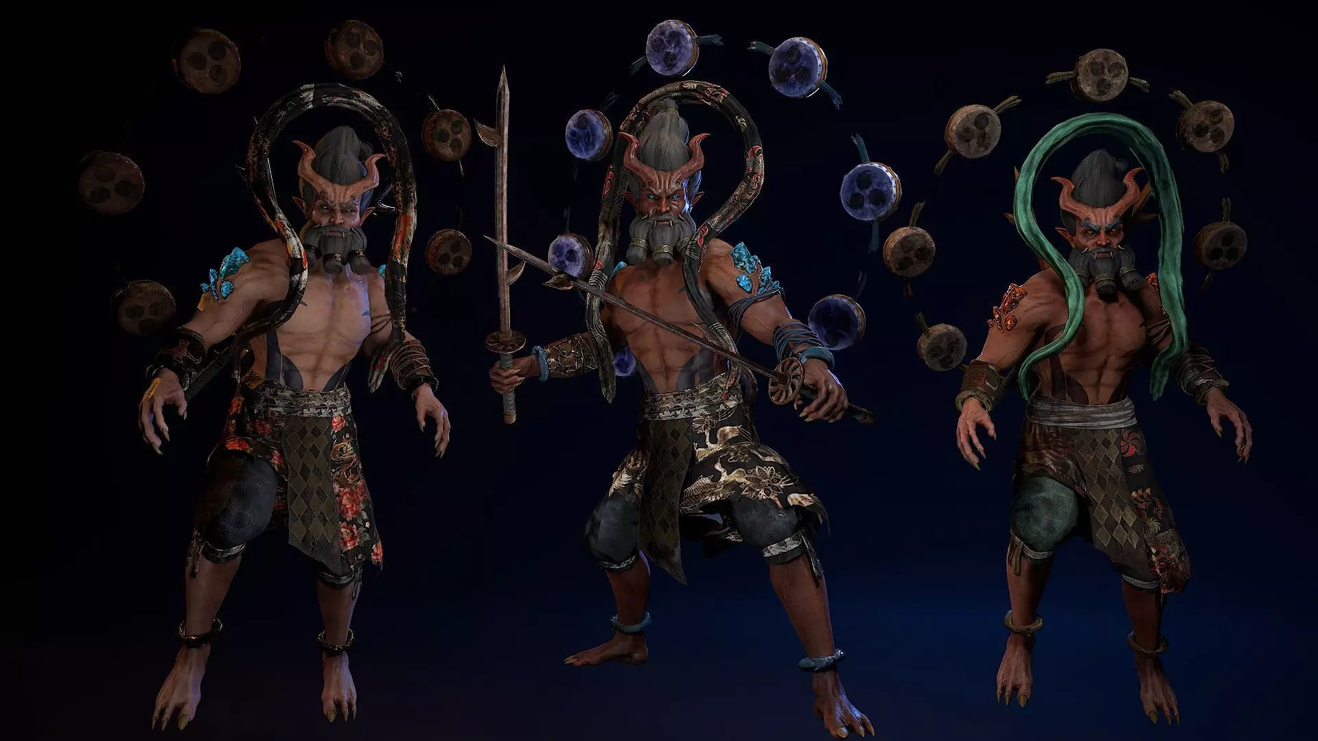 Demon God Raijin 01 Low-poly 3D model