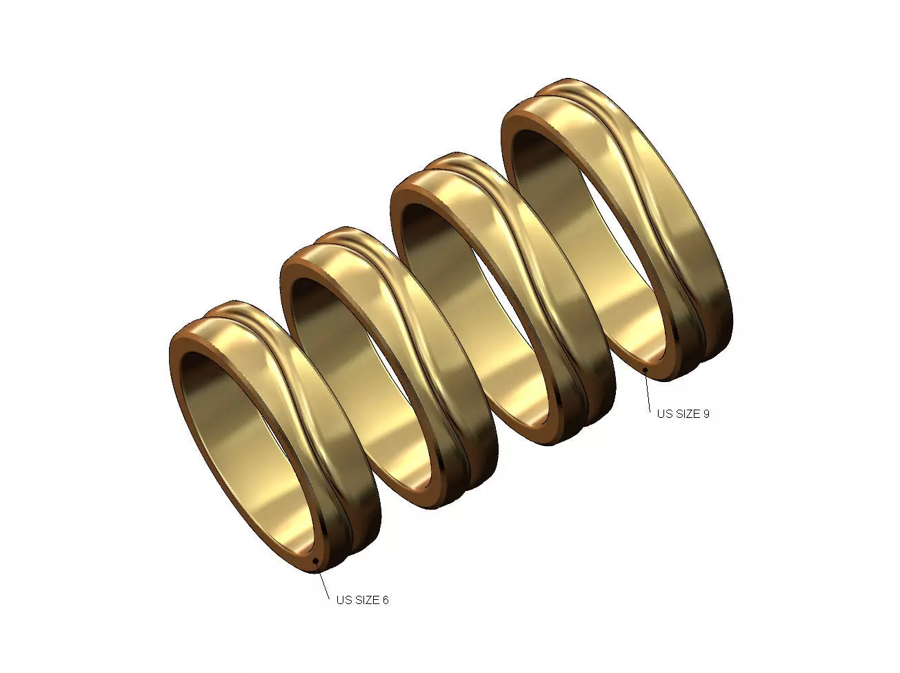 Curved split cigar fashion band US sizes 6to9 3D print model