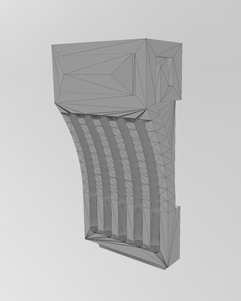 Fluted Greek key sides antique corbel bracket 3D print model_11