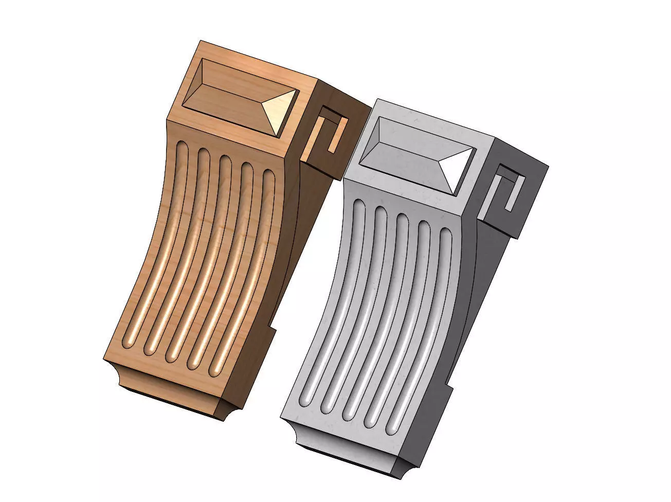 Fluted Greek key sides antique corbel bracket 3D print model_0