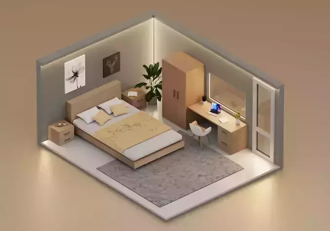 Bedroom isometric design