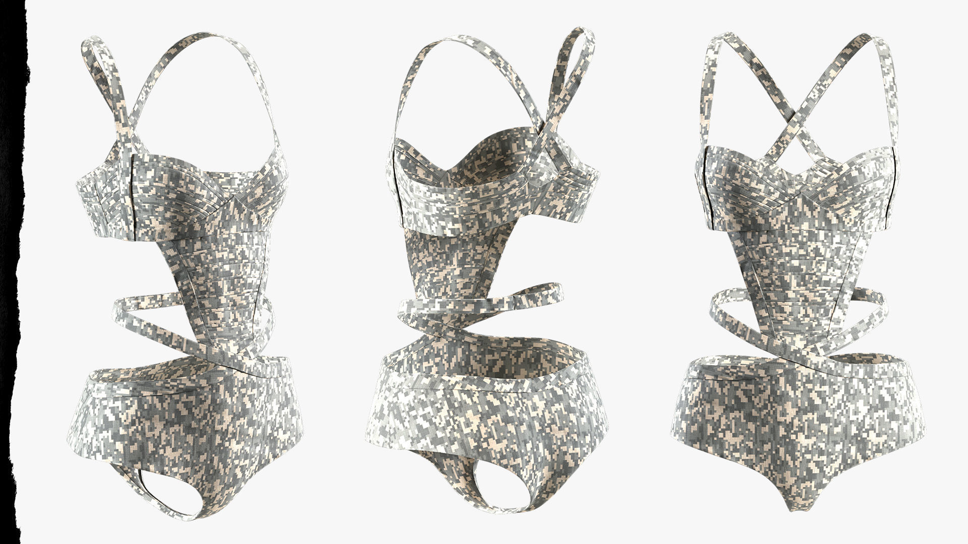 One piece bikini 07 Low-poly 3D model_1