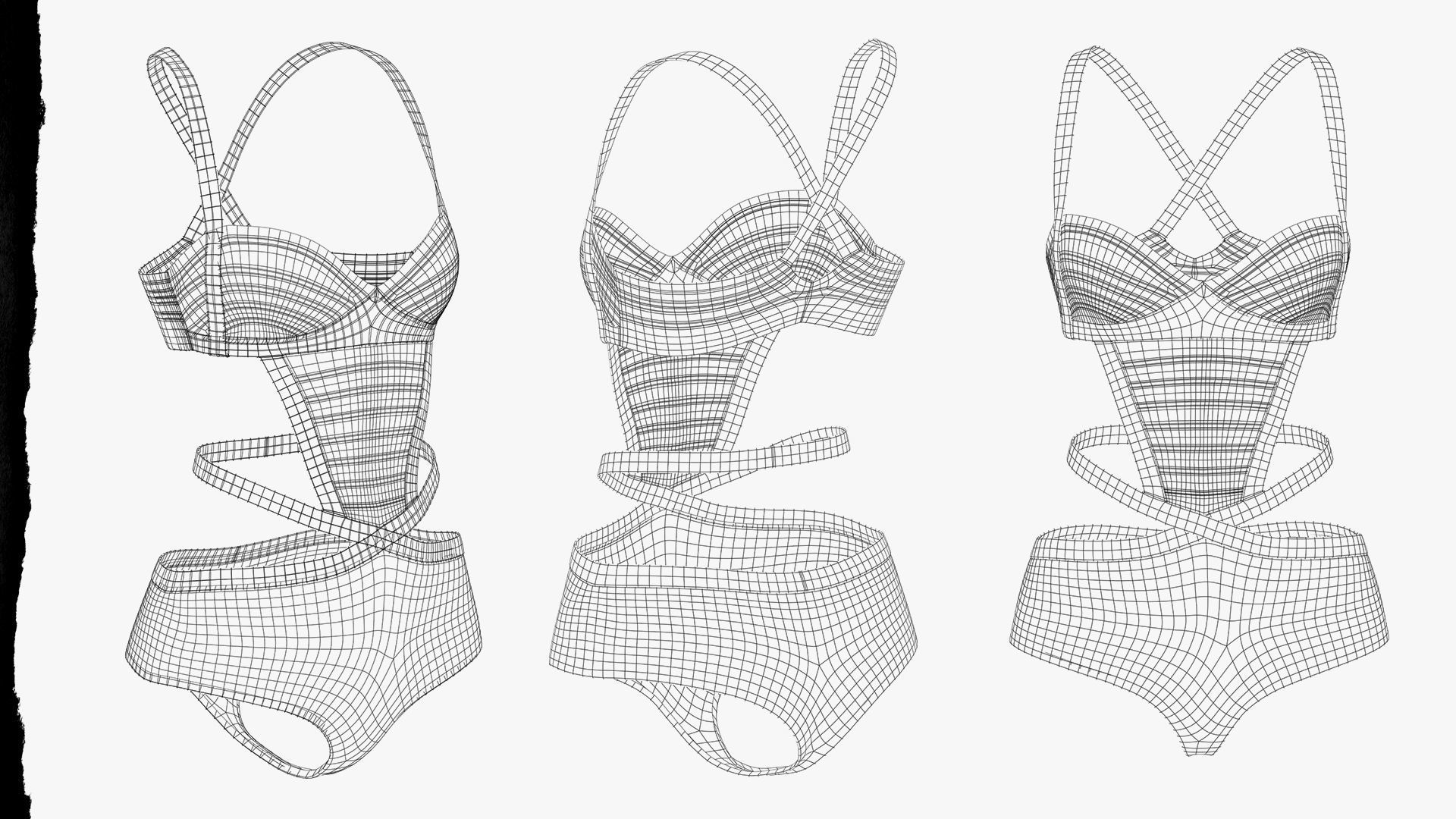 One piece bikini 07 Low-poly 3D model_4