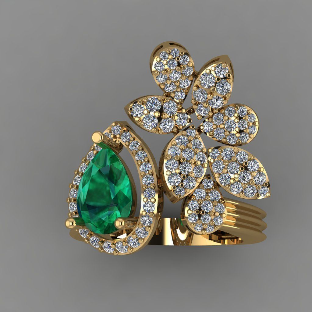 Pear stone With Daimond Ring 3D printable Model 3D print mode 3D print model_4