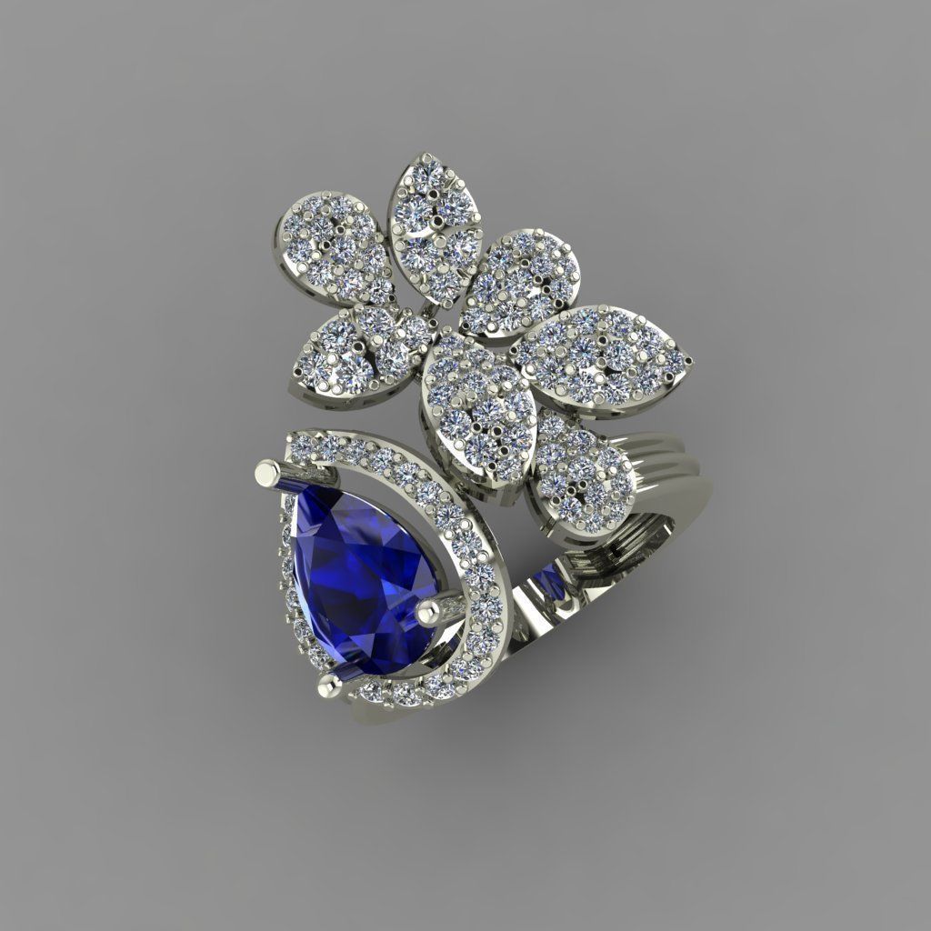 Pear stone With Daimond Ring 3D printable Model 3D print mode 3D print model_2