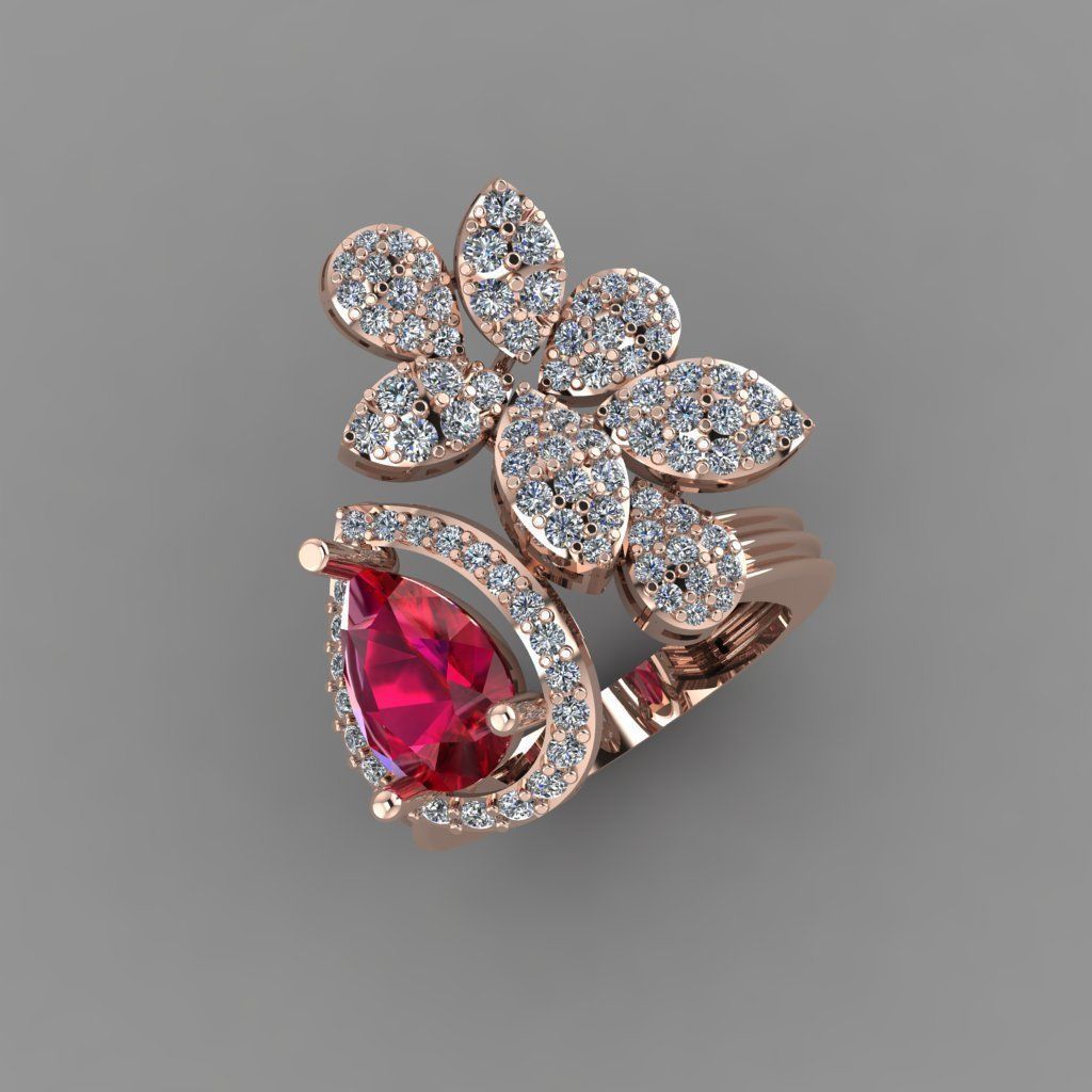 Pear stone With Daimond Ring 3D printable Model 3D print mode 3D print model_3