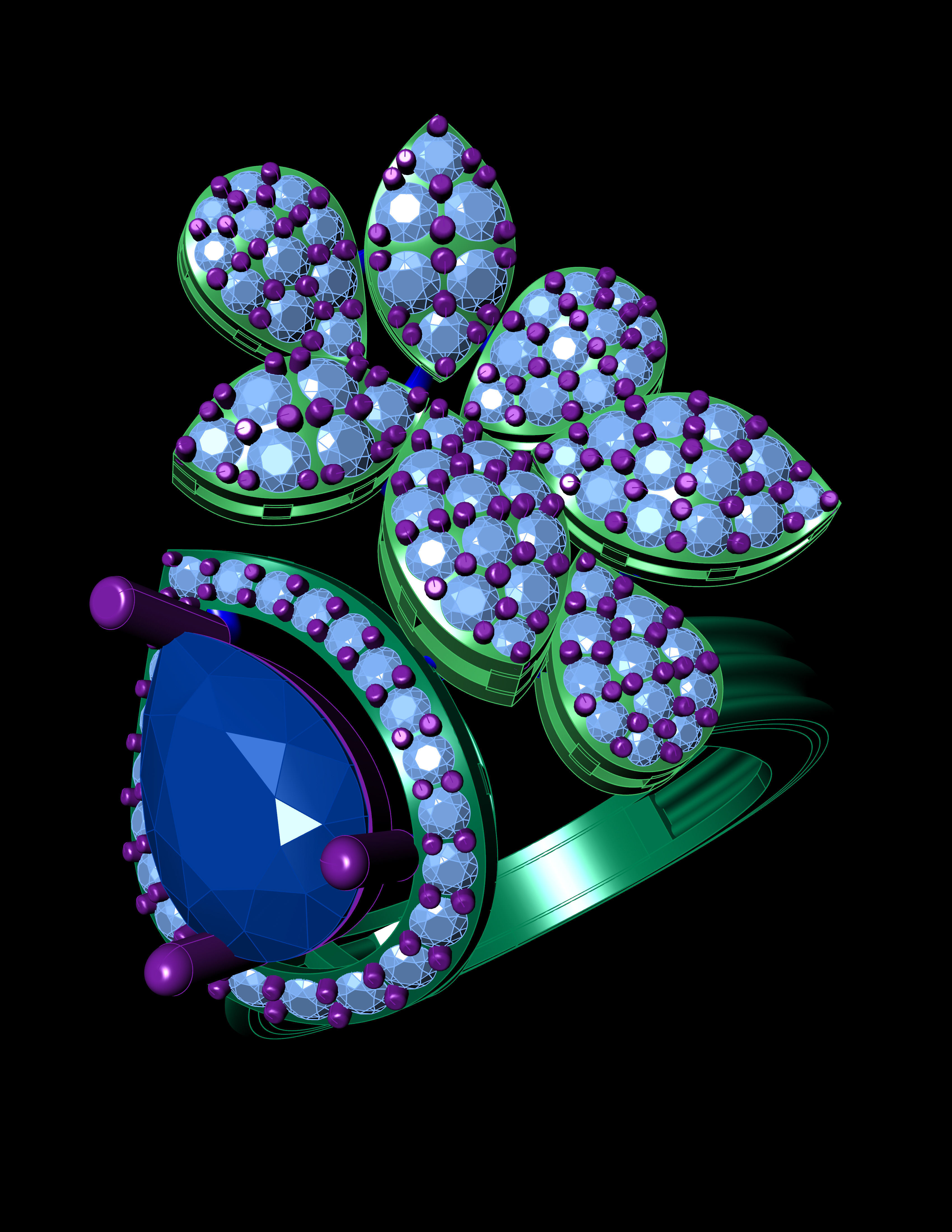 Pear stone With Daimond Ring 3D printable Model 3D print mode 3D print model_7