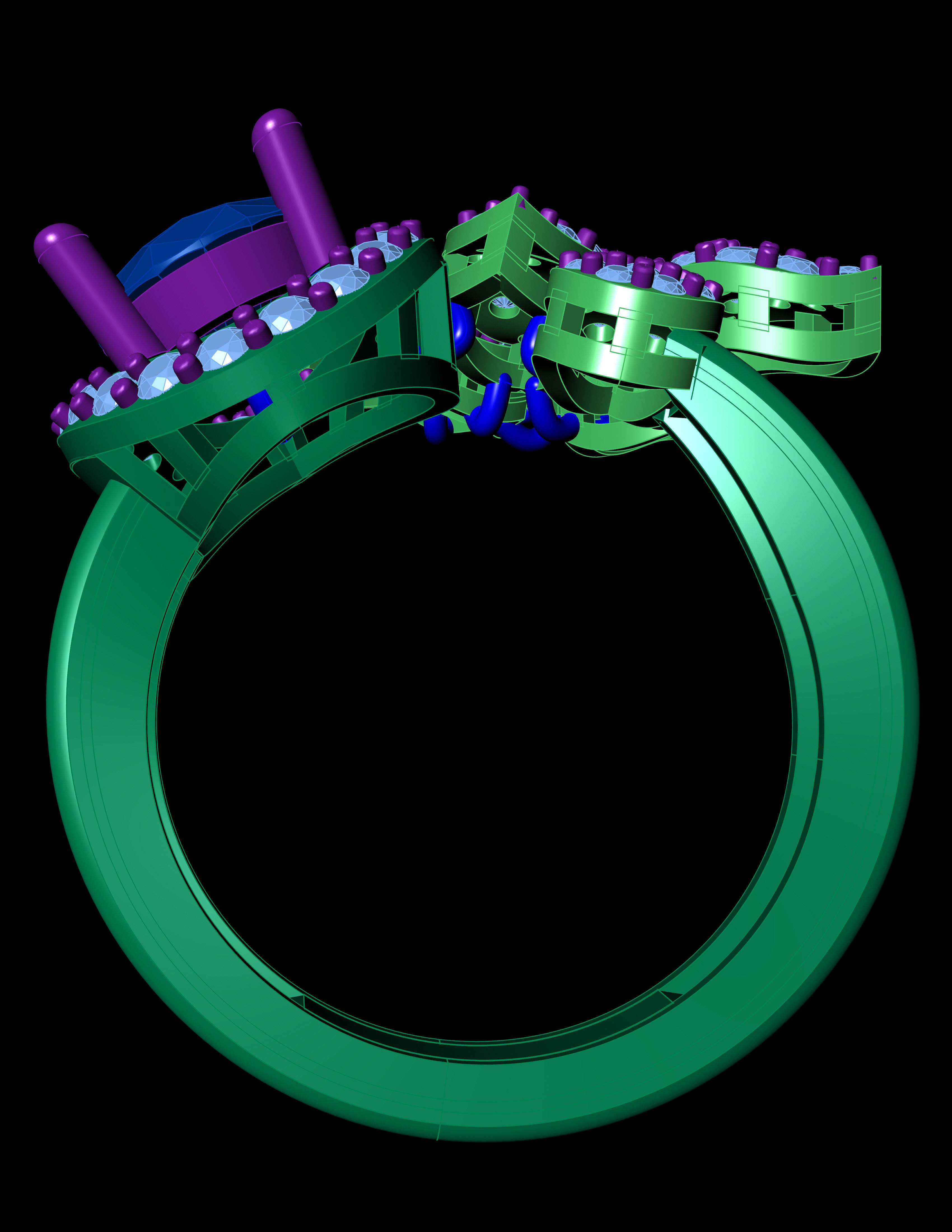 Pear stone With Daimond Ring 3D printable Model 3D print mode 3D print model_8