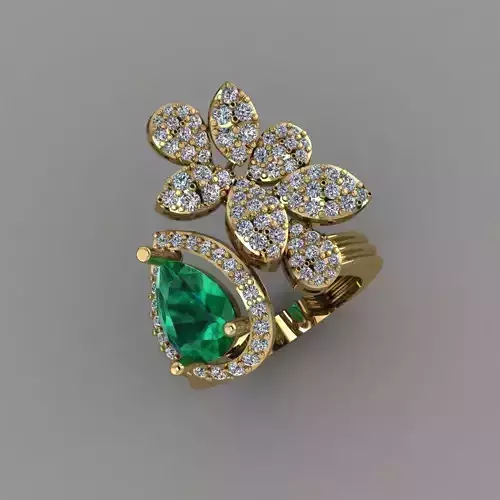 Pear stone With Daimond Ring 3D printable Model 3D print mode