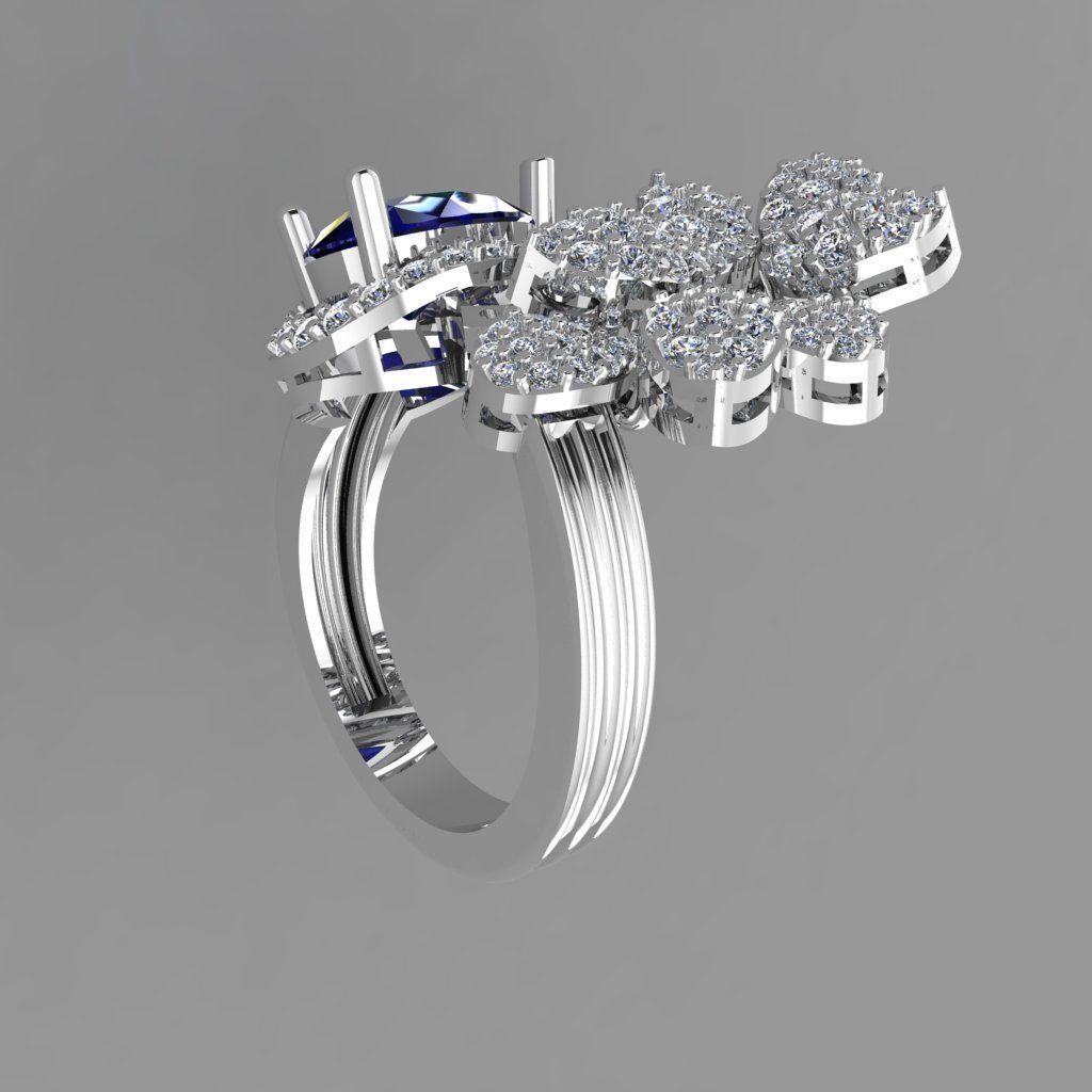 Pear stone With Daimond Ring 3D printable Model 3D print mode 3D print model_5