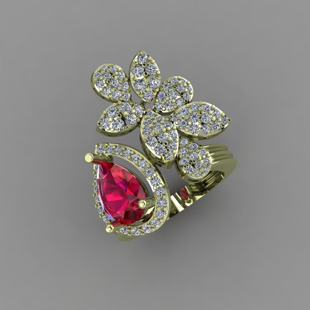 Pear stone With Daimond Ring 3D printable Model 3D print mode 3D print model_1