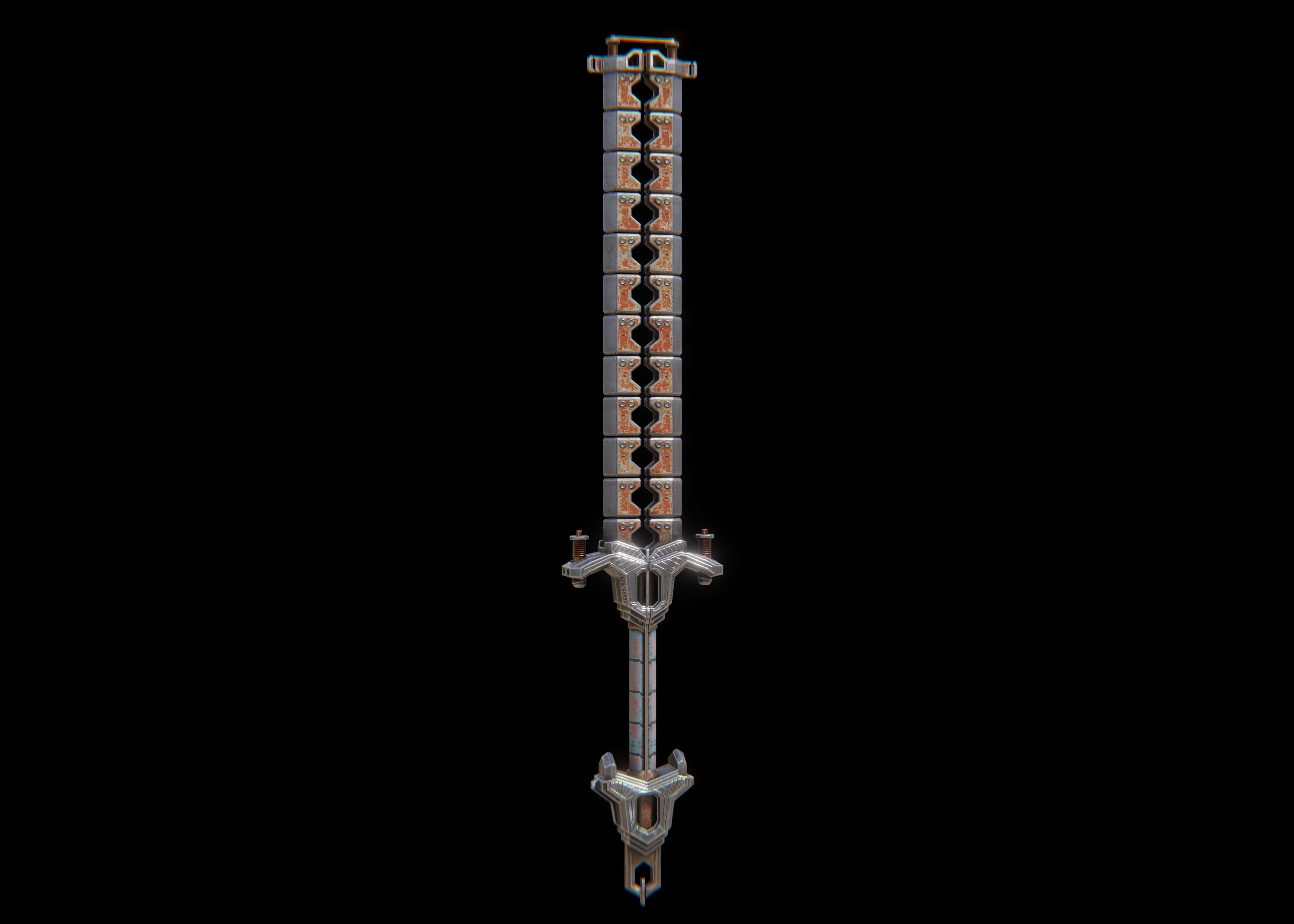 Electro Shock Sword Low-poly 3D model_1