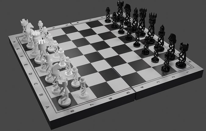  Stylized gothic chess Low-poly 3D model