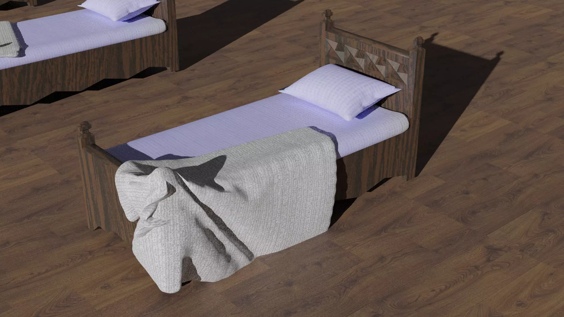 Low poly beds three Free 3D model