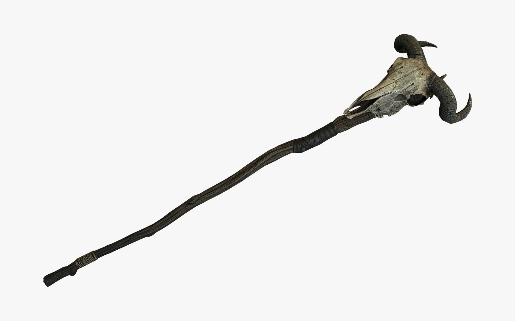 Animal Skull Staff Low-poly 3D model_3