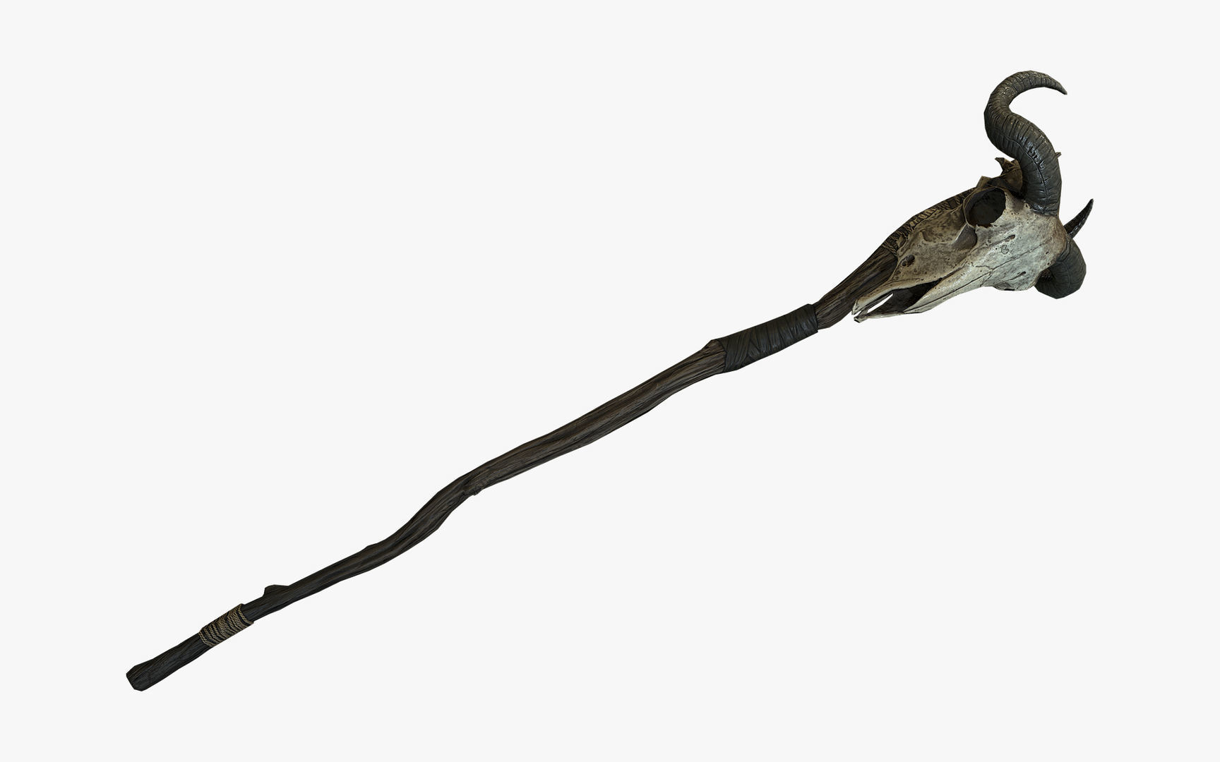 Animal Skull Staff Low-poly 3D model_6
