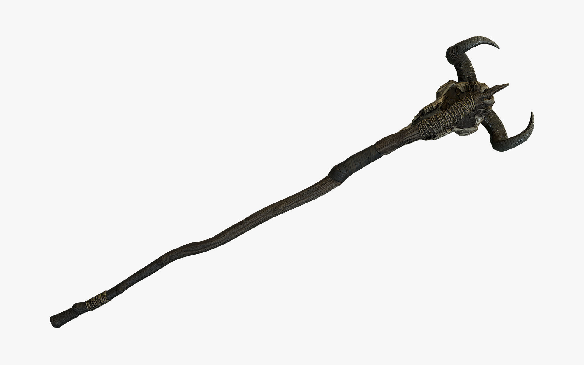 Animal Skull Staff Low-poly 3D model_5