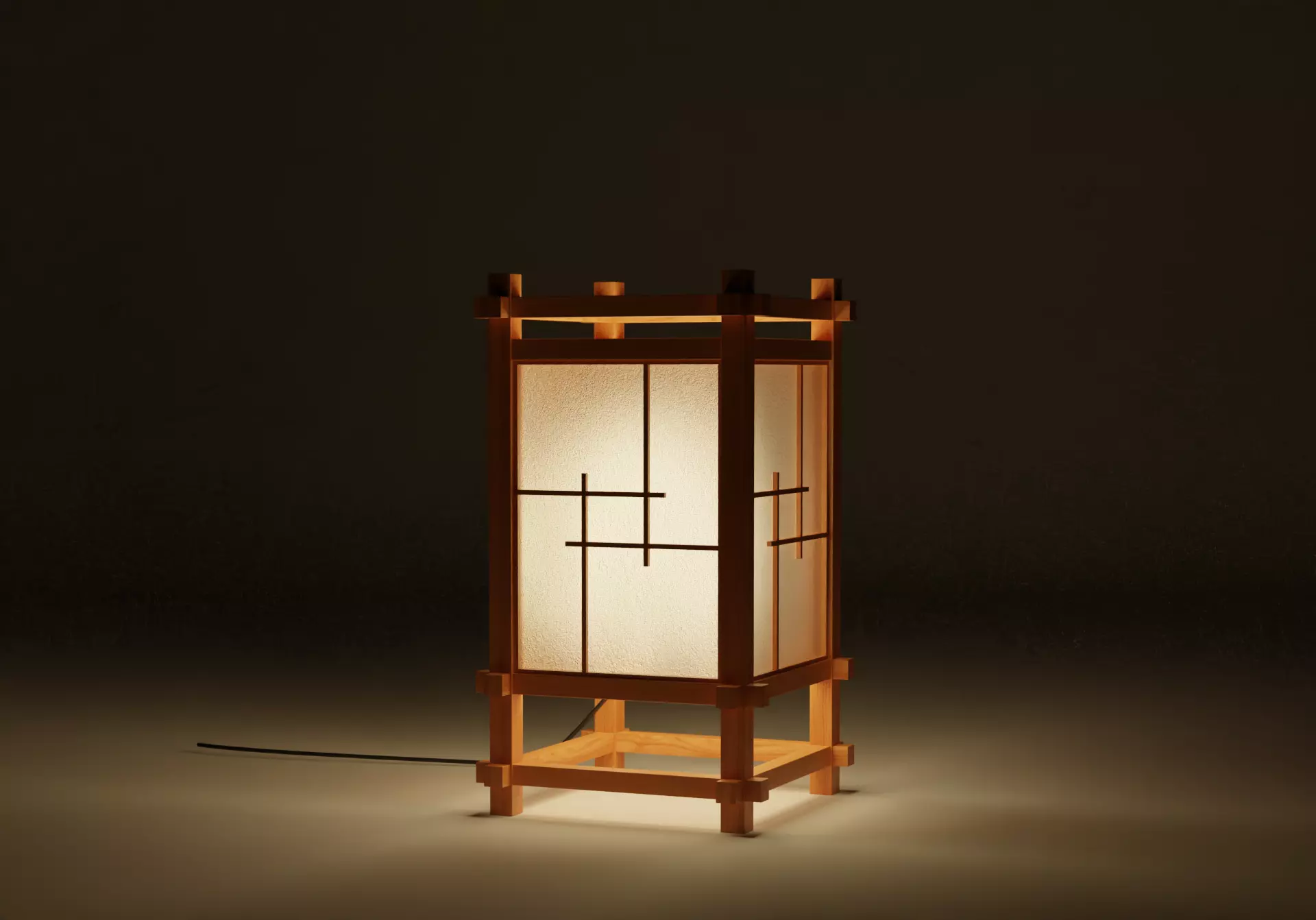 Japanese Table Lantern 3D model_0