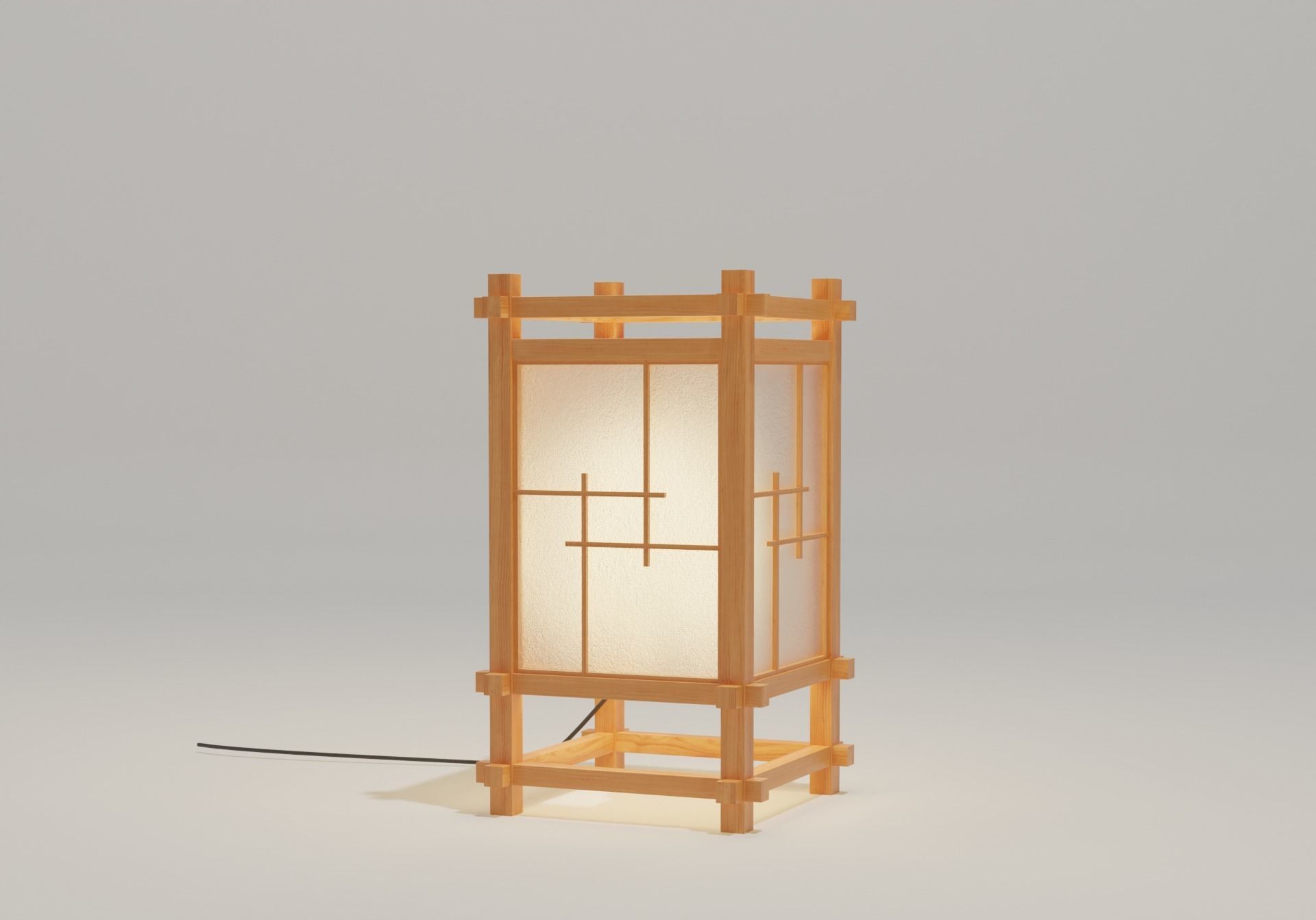Japanese Table Lantern 3D model_2