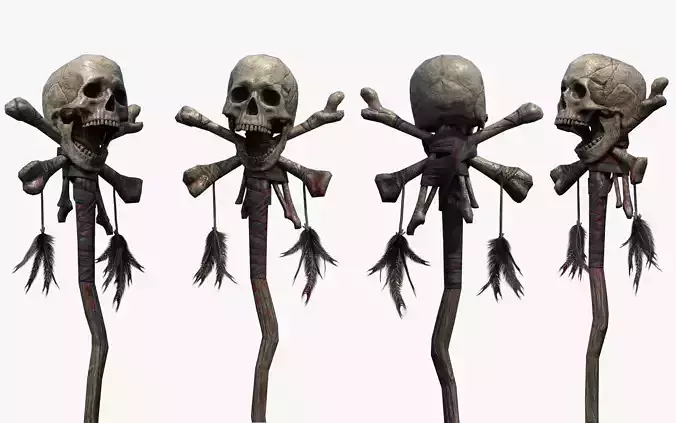 Skull Staff Low-poly 3D model