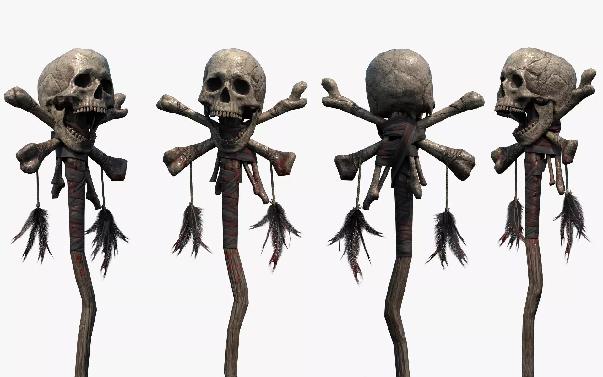 Skull Staff Low-poly 3D model_0