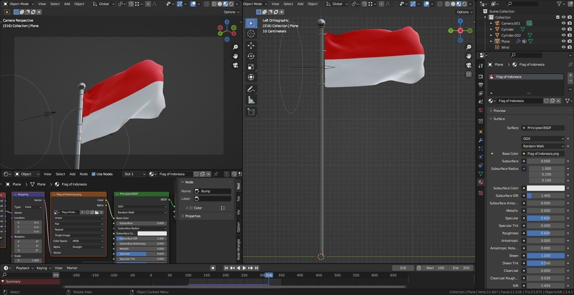 Animated Indonesia Flags 3D model_3