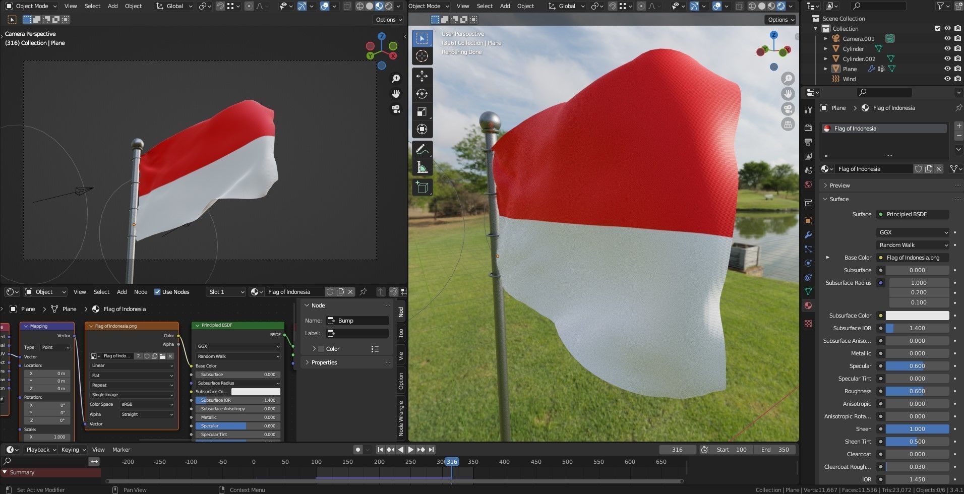 Animated Indonesia Flags 3D model_4